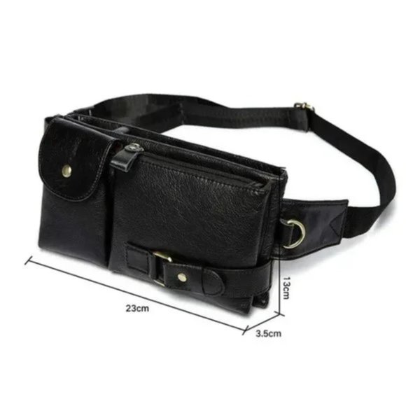 New Leather Fanny Pack, Waist Bag for Travel Outdoor Brown 09 - Picture 8 of 9